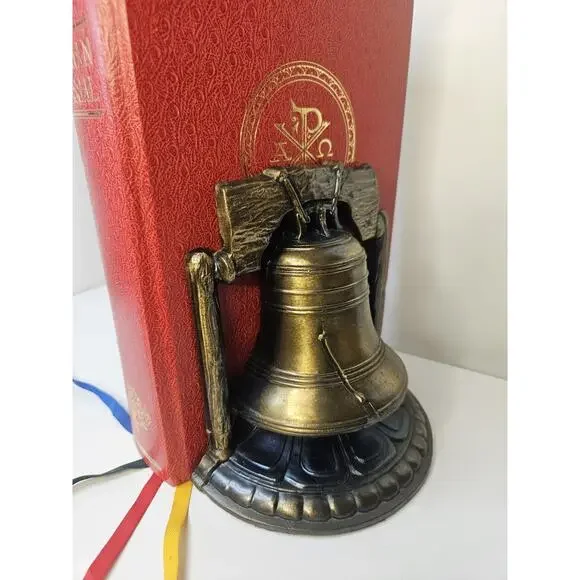 Vintage SCC 1974 Liberty Bell Bookends Brass 6 Tall Marked USA